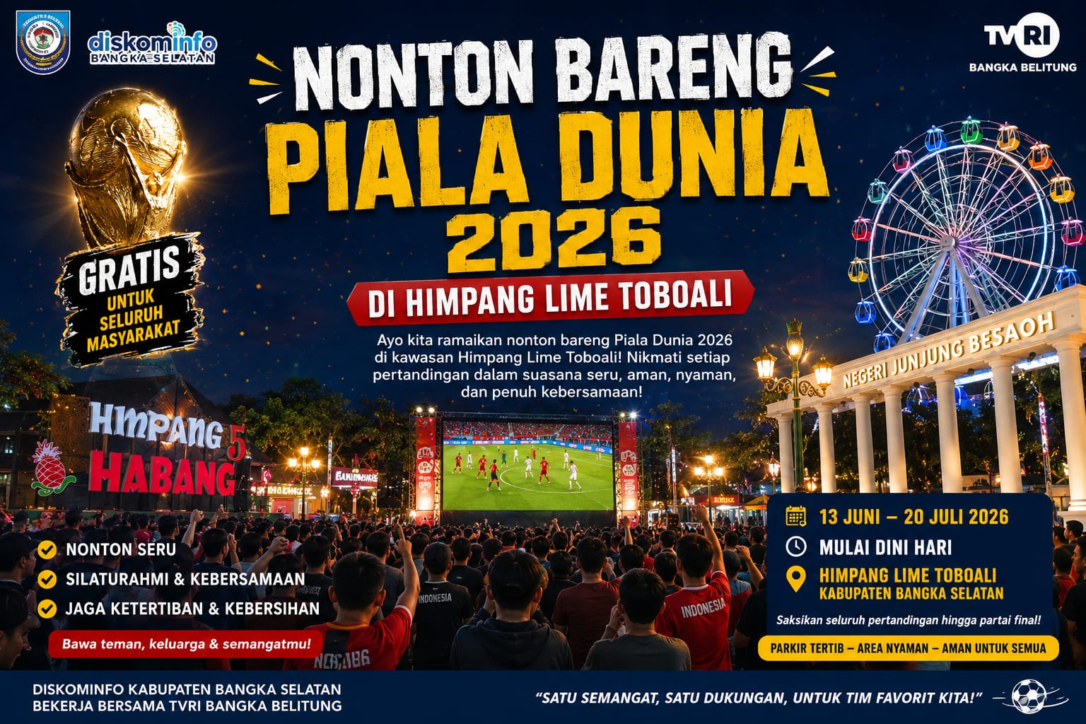 Pemkab Basel dan TVRI Babel Gelar Nobar Pildun 2026, Hingga Final di Himpang Lime Habang 
