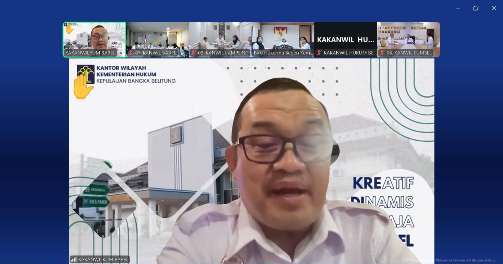 Kanwil Kemenkum Babel Ikuti Rapat Koordinasi Virtual Penguatan Pelaksanaan Tugas dan Fungsi Kanwil Kemenkum