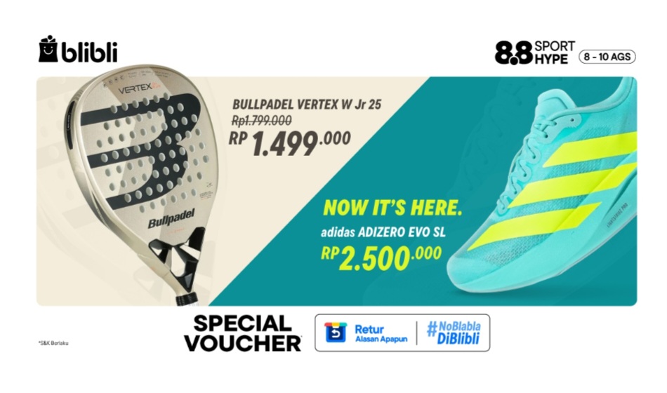 Alasan Raket Padel Bullpadel Vertex W Jr 25 Cocok untuk Pemula, Ada Promo 8.8.2025 Sport Hype dari Blibli!