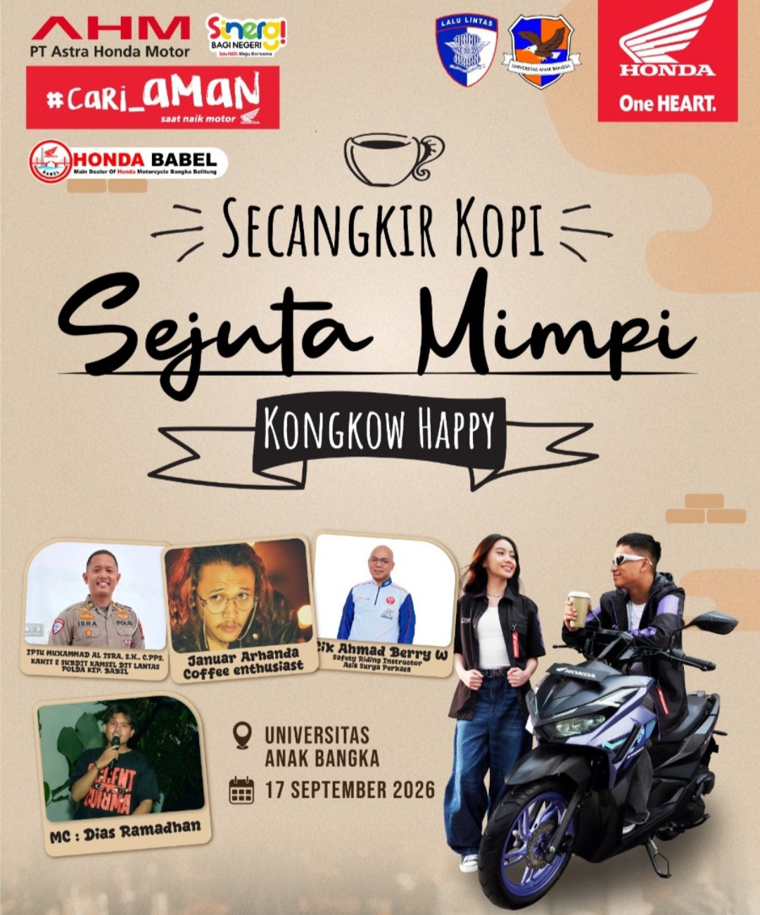 SEJUTA MIMPI, SECANGKIR KOPI! Honda Babel Ajak Mahasiswa UAB Ngobrol Seru