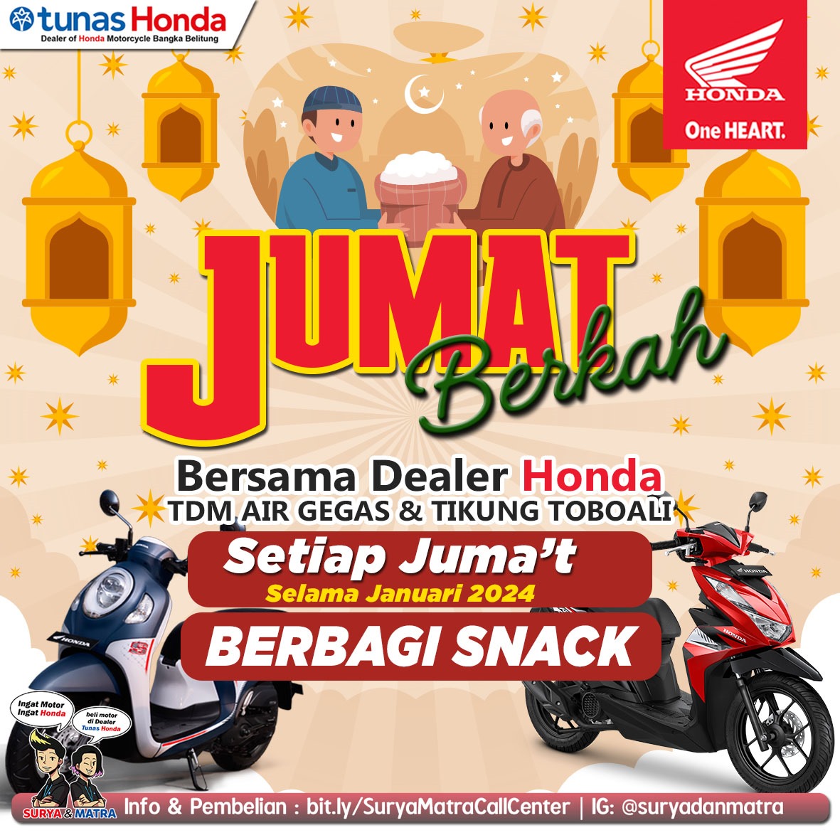 Honda TDM Air Gegas dan Toboali, Bagikan Paket Snack Gratis Setiap Jum'at