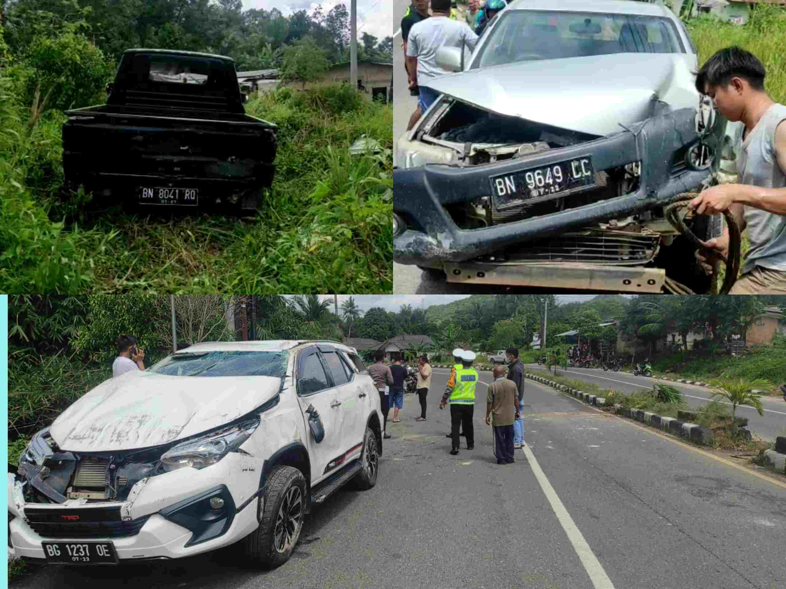 Brakk... 3 Mobil Tabrakan Beruntun di Muntok