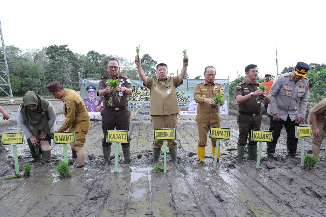 Gubernur Hidayat Arsani Pimpin Penanaman Padi Program Ketahanan Pangan Desa Adhyaksa 2026 di Namang 