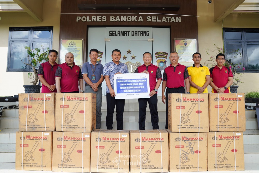 Dukung Ketahanan Pangan dan Pertanian, PT Timah Serahkan Mesin Tanam Jagung ke Polres Bangka Selatan 