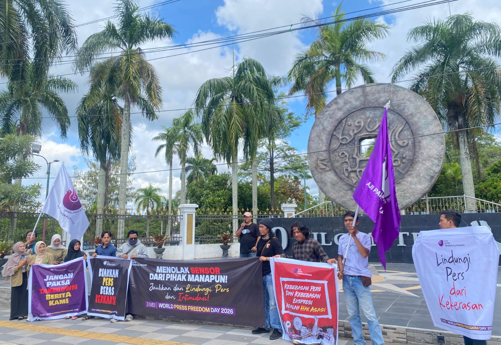 Hari Kebebasan Pers Sedunia 2026, AJI Pangkalpinang dan Pers Mahasiswa Aksi Suarakan Tolak Sensorship 