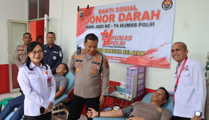 Hari Jadi Humas Polri ke 74, Polres Basel Dapatkan 18 Kantong Darah