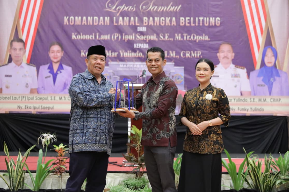 Pisah Sambut Komandan Lanal Bangka Belitung, Gubernur Hidayat Arsani Ajak Perkuat Sinergi