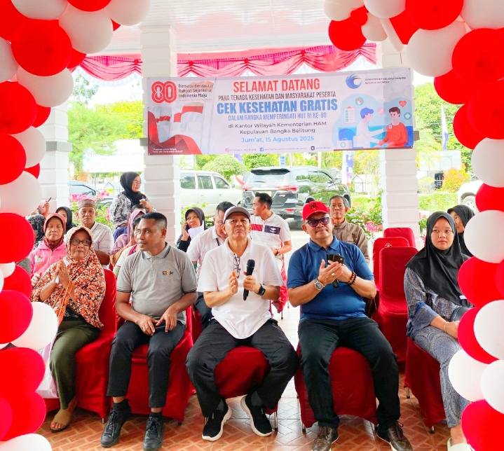 Kakanwil Kemenkum Babel Hadiri Cek Kesehatan Gratis Sambut HUT RI ke-80 Kementerian HAM Bangka Belitung