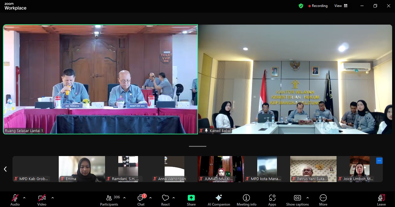 Kanwil Kemenkum Babel Ikuti Rakor Optimalisasi Layanan Pendaftaran Jaminan Fidusia