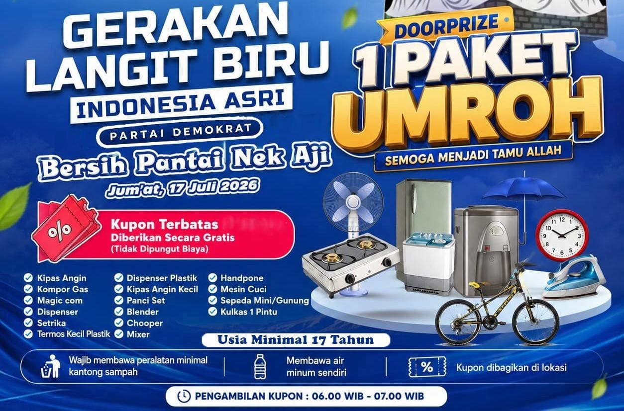 DPC Demokrat Basel Gelar Bersih Pantai di Nek Aji dan Berhadiah Umrah, Catat Tanggalnya 