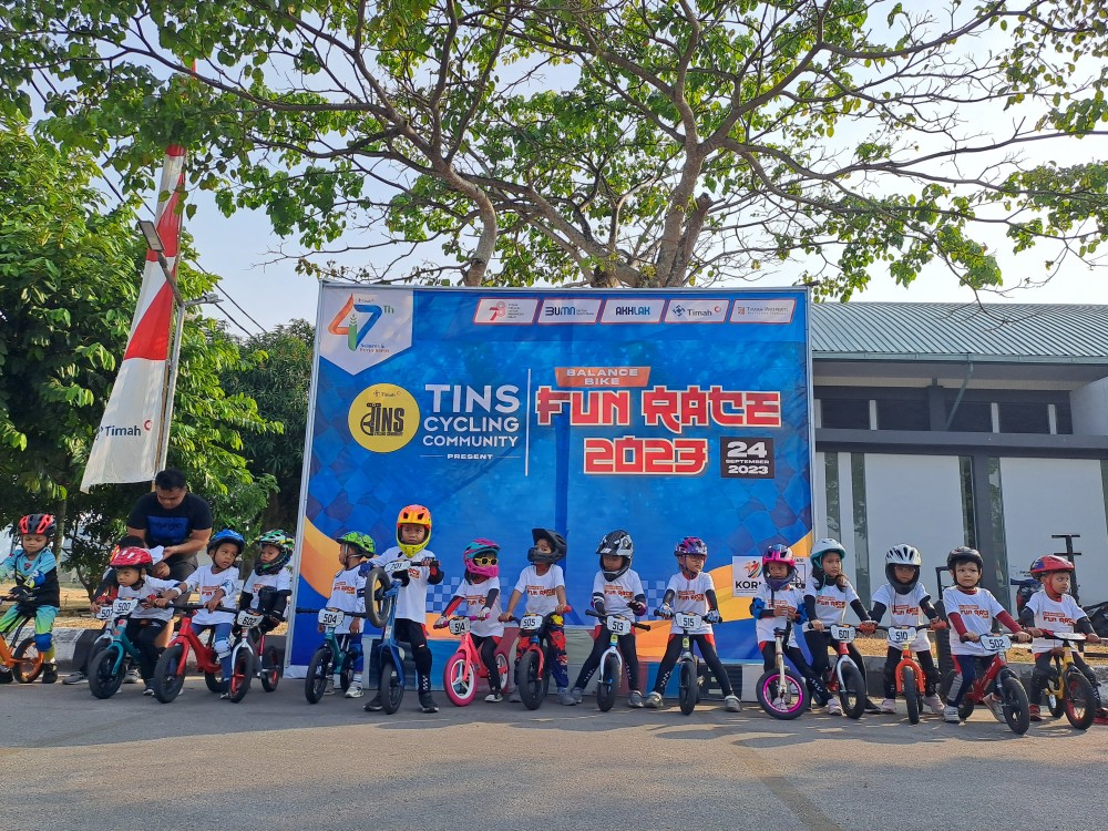 Komunitas Bersepeda Tins PT Timah Tbk Gelar Balance Bike Fun Race 2023, Begini Keseruan Balap Sepeda Anak-Anak