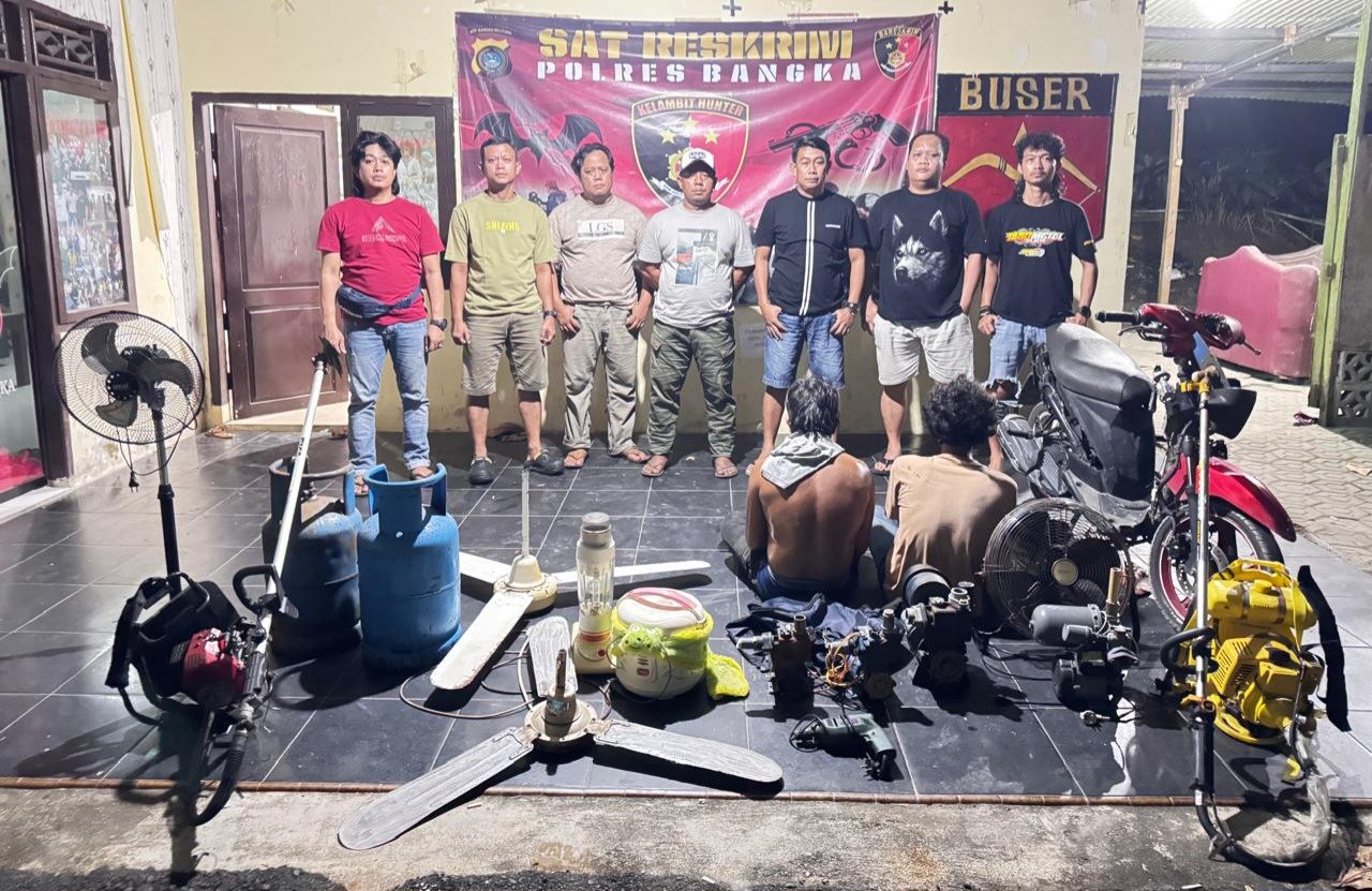 Curi Barang Berharga di Rumah Kosong Sungailiat, Residivis Narkotika dan Temannya Ditangkap Tim Kelambit