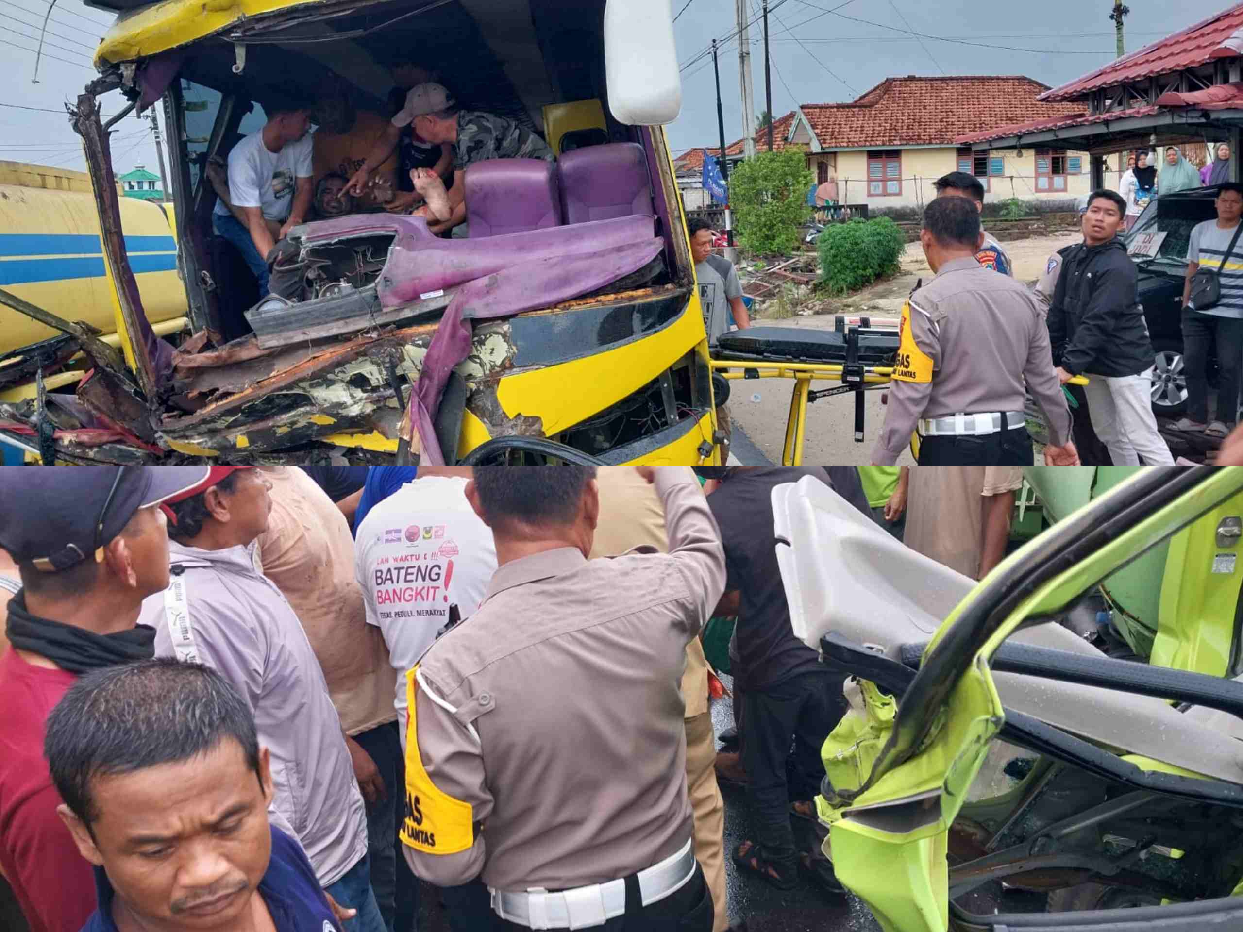 BREAKING NEWS! Tabrakan Truk Vs Bus di Nibung, Mobil Ringsek, Penumpang Terjepit 