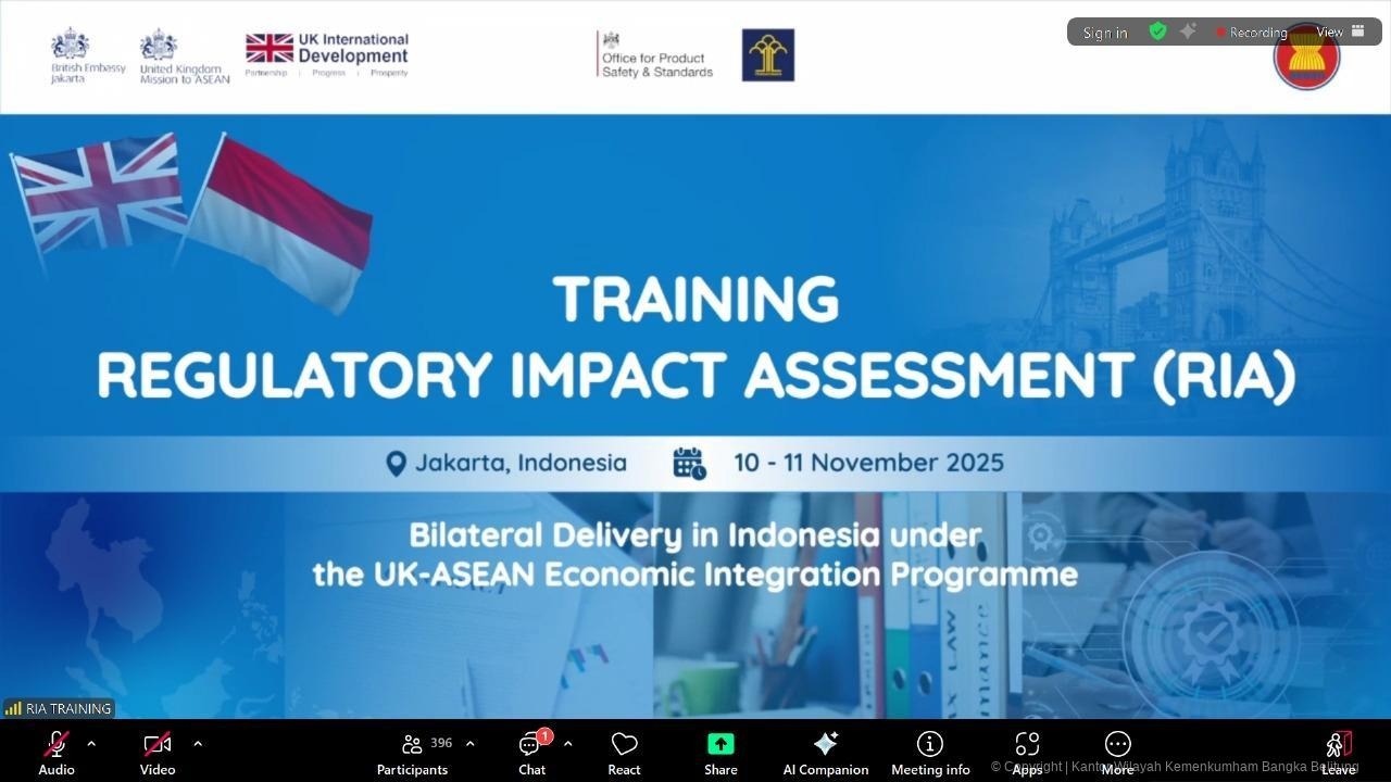 Kanwil Kemenkum Babel Ikuti Training Regulatory Impact Assessment untuk Perkuat Kualitas Regulasi Nasional