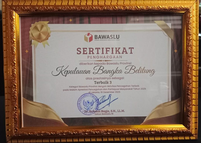 Tutup Tahun 2025 dengan Prestasi Nasional, Bawaslu Babel Raih Sejumlah Penghargaan 