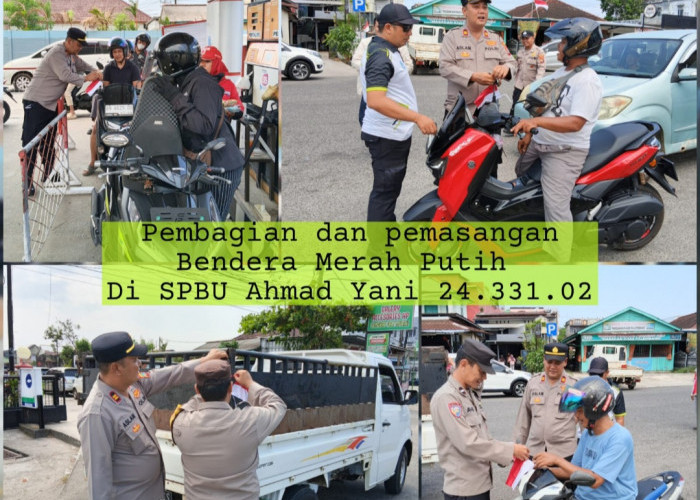 Instruksi Kapolresta, 3 Polsek Serentak Bagikan Bendera Merah Putih