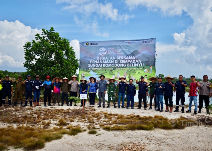 Aksi Nyata Hari Lingkungan Hidup, PT Timah Tanam Ratusan Pohon di Sempadan Sungai Romodong 