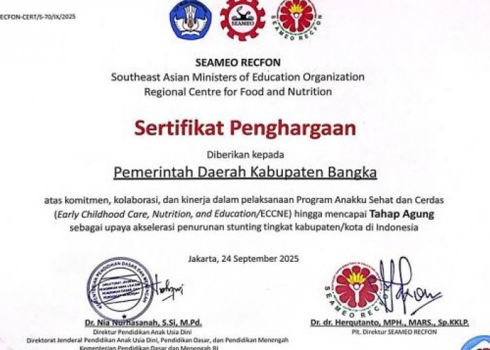 Pj Bupati Bangka Terima Penghargaan Seameo Refcon Award 2025