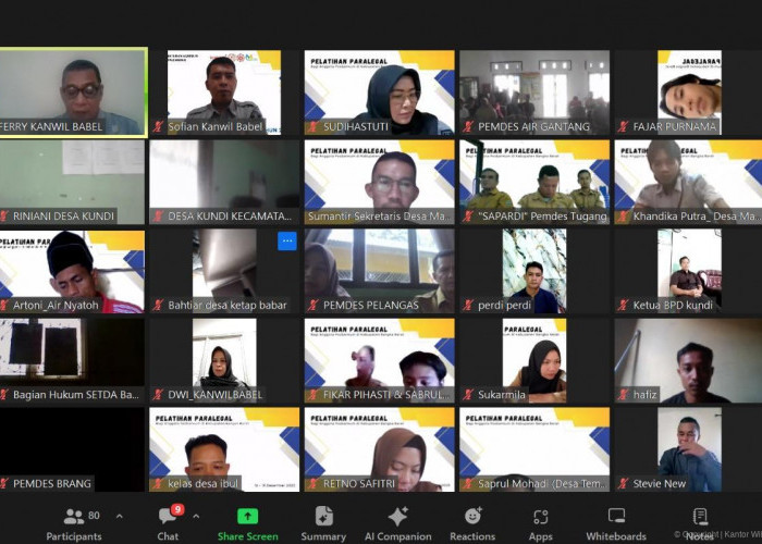 Kanwil Kemenkum Babel Gelar Pelatihan Paralegal Posbankum Desa/ Kelurahan Se- Kabupaten Bangka Barat