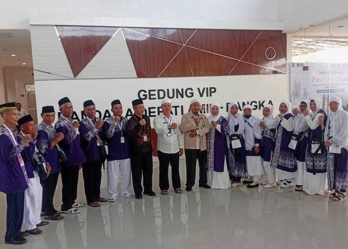 Jamaah Haji Tambahan Kloter 22 Menutup Rangkaian Pemberangkatan Jamaah Haji Babel 1446H/2025M