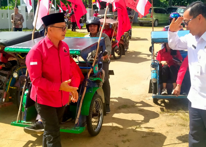 Naik Bentor ke KPU, PDIP Bangka Ingin Pertahankan Kemenangan 