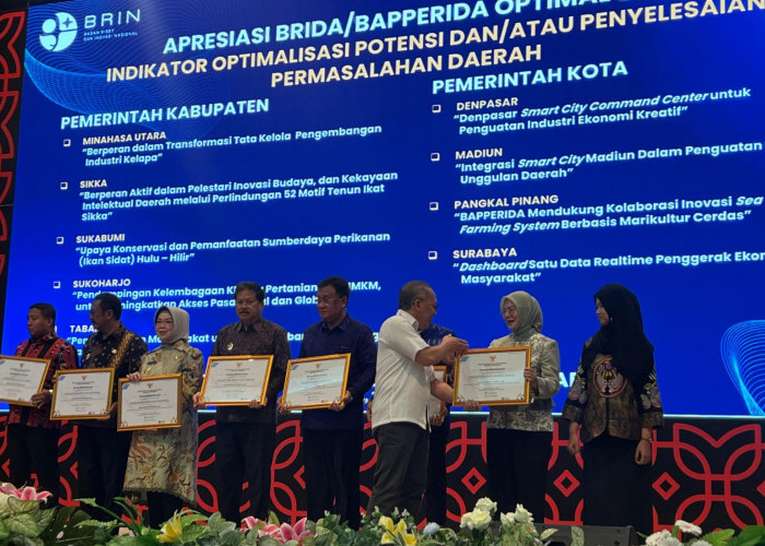 BRIN Anugerahi Pangkalpinang Penghargaan BRIDA/BAPPERIDA Optimal 2025 