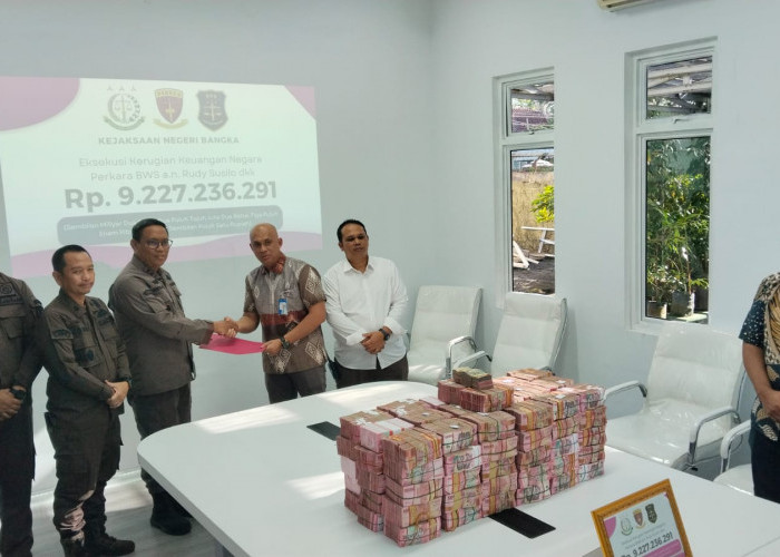 Kejari Bangka Eksekusi Putusan Pengadilan Perkara BWS, Uang Rp9 M lebih Hasil Korupsi Lima Terpidana Disetor k