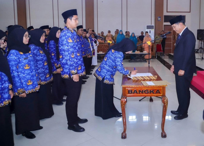 Bupati Fery Insani Lantik 125 PNS di Pemkab Bangka, Ajak Terus Belajar dan Jaga Etika