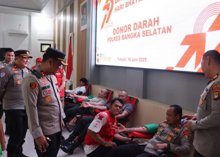 Bakti Kesehatan Sambut HUT Bhayangkara ke 79, PMI dan Polres Basel Dapatkan 48 Kantong Darah 