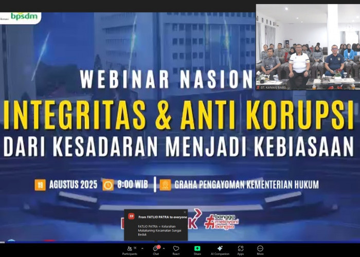 Kanwil Kemenkum Babel ikuti “Webinar Nasional Anti Korupsi “