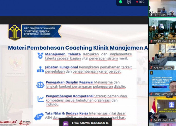 Kanwil Kemenkum Babel Ikuti Coaching Penguatan Manajemen ASN untuk Wujudkan SDM Profesional dan Berintegritas