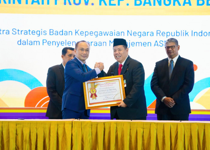 Pemprov Babel Juara, Gubernur Hidayat Arsani Terima Anugerah BKN Award