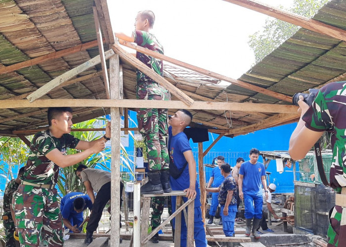 Wadah Keluh Kesah, Satpolairud Polres Bateng dan Yonif 147/KGJ Bangun Pondok Kamtibmas Pesisir di Kurau