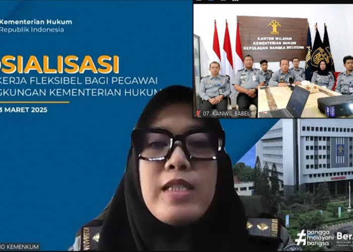 Jajaran Kemenkum Babel Ikuti Sosialisasi Pola Kerja Fleksibel Bagi Pegawai Kementerian Hukum