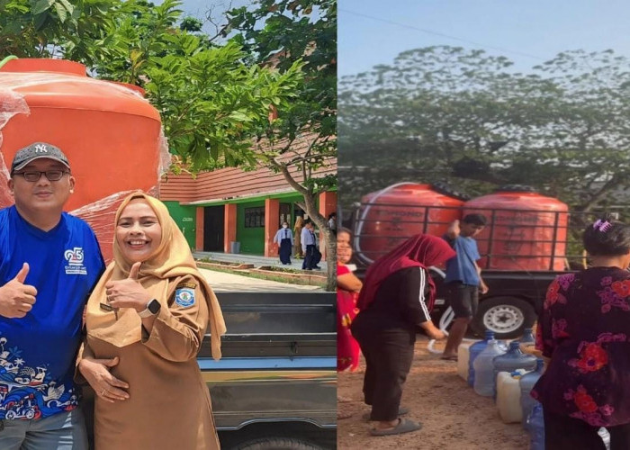 Kemarau Mencekik, SMPN 1 Toboali Dapat Bantuan Air Bersih dari Suwandi 