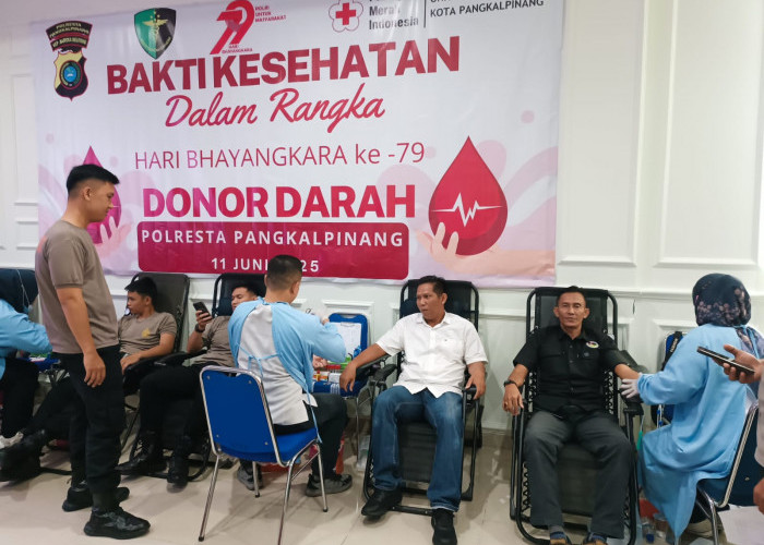 Sambut HUT Bhayangkara ke-79, Polresta Pangkalpinang Gelar Donor Darah