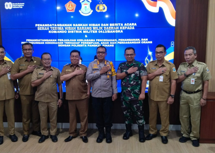 Pj. Wako Tandatangani Penyerahan Hibah Tanah ke Kodim 0413 Bangka dan Kerjasama Dengan Polresta Pangkalpinang