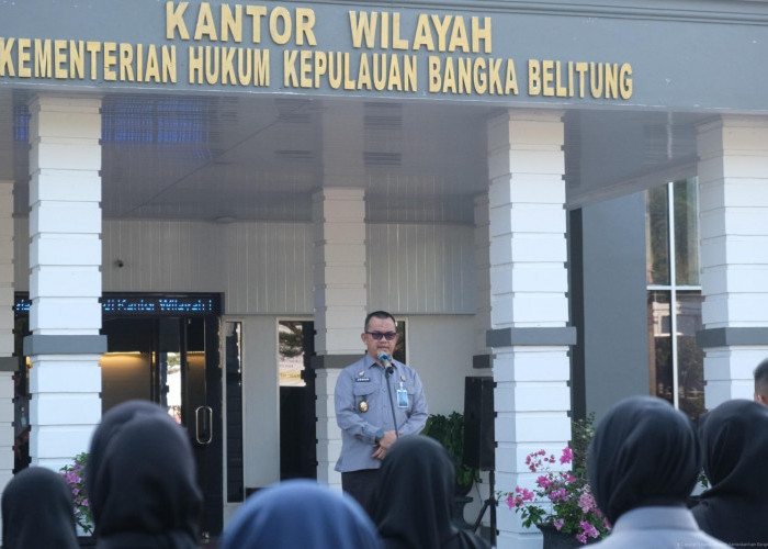 Kanwil Kemenkum Babel Laksanakan Apel Pagi Gabungan bersama Kanwil Kementerian HAM Babel