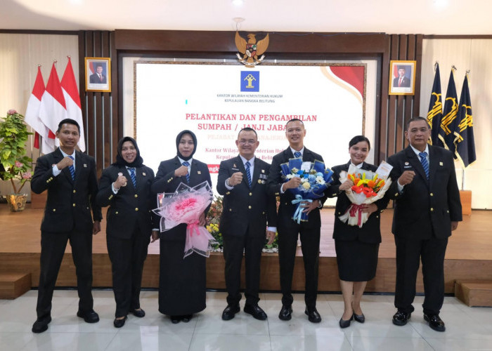 Kanwil Kemenkum Babel Lantik Tiga Pejabat Fungsional, Kakanwil Tekankan Integritas dan Profesionalisme