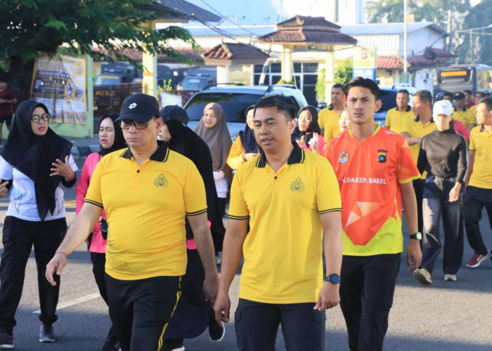 Jelang HUT Bhayangkara ke-80, Kapolresta Pangkalpinang Ajak Personel Perkuat Soliditas Lewat Jalan Santai