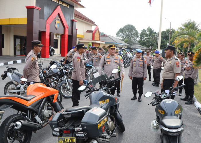 Pastikan Pasukan Siap Tempur, Kapolres Bangka Cek Langsung Kendaraan Dinas Personel