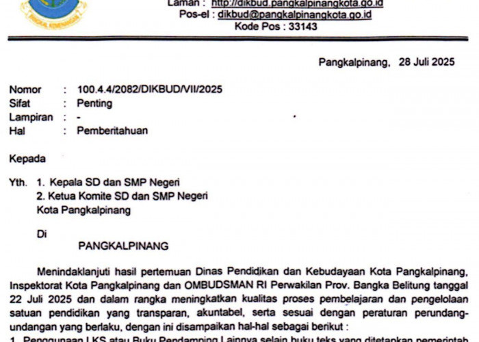 Ombudsman Babel Minta Dinas Pendidikan dan Kemenag Sanksi Oknum Pendidik Jual Beli Buku di Sekolah