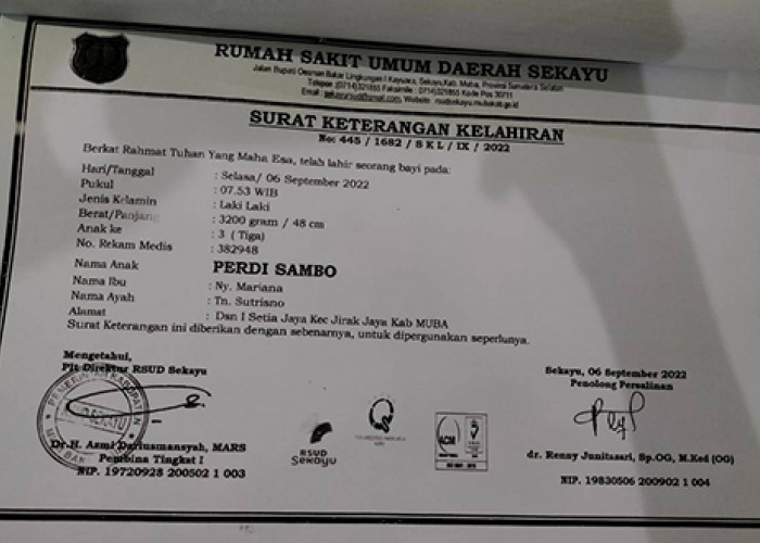 Lihatlah, Tanggal 6 September 2022 Perdi Sambo Lahir