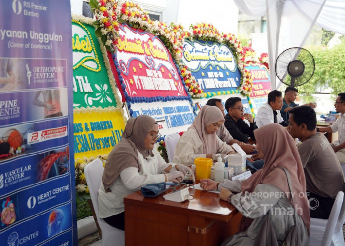 Pemeriksaan Kesehatan Gratis Bulan Bakti HUT ke-50 PT Timah Disambut Antusias