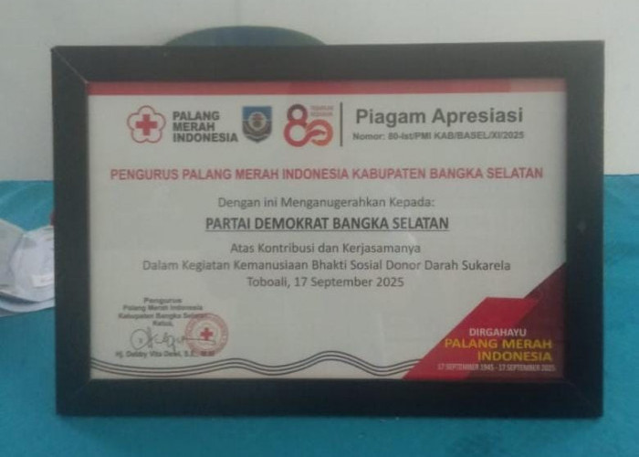 Demokrat Satu Satunya Partai yang Mendapatkan Penghargaan dari PMI Basel 