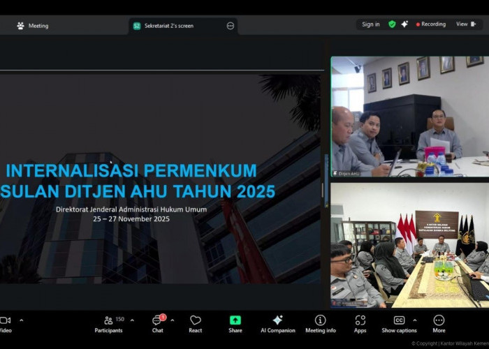 Perkuat Pemahaman Regulasi, Kanwil Kemenkum Babel Ikuti Sosialisasi Permenkum Tusi Ditjen AHU Tahun 2025