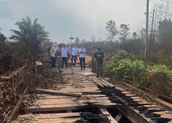 Jembatan Kayu Desa Mapur Diduga Sengaja Dibakar OTK, Pemkab Lapor ke Polisi