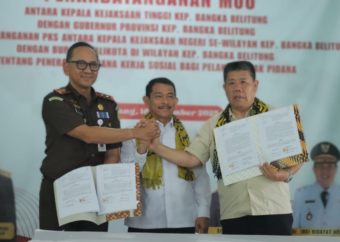 Gubernur - Kejati Tandatangani Kerja Sama Penanganan Terhadap Pelaku Tindak Pidana Sosial di Babel