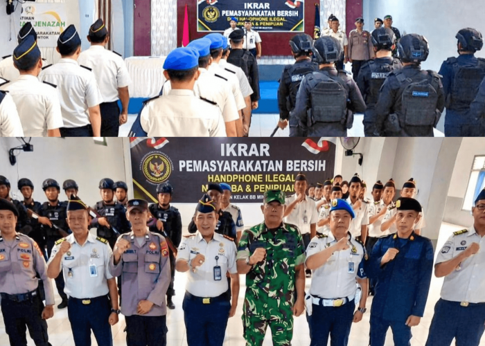 Ka Rutan Muntok Ferly Pimpin Ikrar Pemasyarakatan Bersih Peredaran Narkoba dan Handphone Illegal