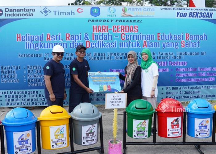 Edukasi Pengelolaan Sampah Sejak Dini, PT Timah Serahkan Bantuan Tempat Sampah Terpilah ke SDN 1 Pemali 
